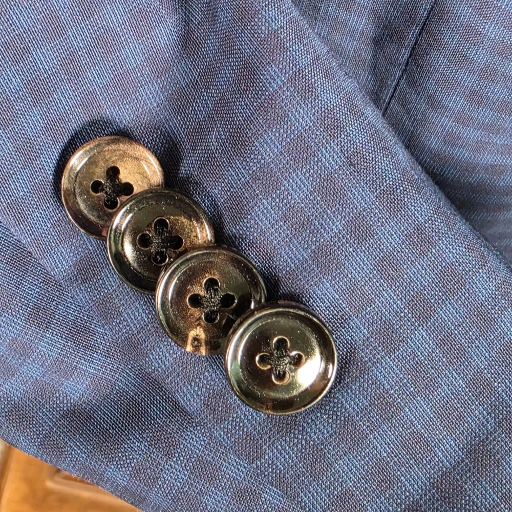 Ted Baker Suit Mens 35R Blue Micro Check Wool Blend Jay CT Slim Fit 2-Piece - Picture 10 of 16